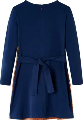 Produktbild von vidaXL Kinderkleid mit Langen Ärmeln Marineblau 104