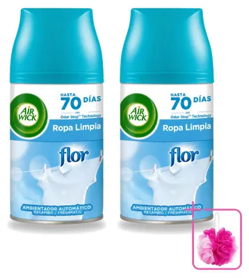 Image de 2 recharges Air Wick Freshmatic - Fleurs et fraîcheur - 250 ml - Pack économique - 2 pièces