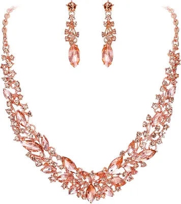 Produktbild von Schmuckset, Hochzeit, Kristall, Halskette mit Anhänger und Ohrringen, für Feier