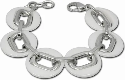 Productafbeelding van Amello RVS keramische armband, dames sieraden, zilverkleurig, wit, model ESAX03W