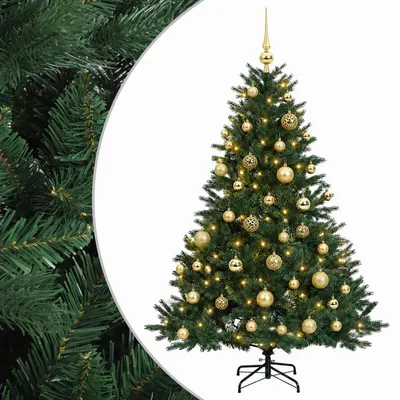 Image de Arbre de Noël artificiel vidaXL avec boules de Noël, 150 cm, 150 LED
