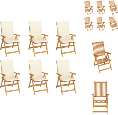 Produktbild von vidaXL Gartenstühle 6 Stk. mit Creme Kissen Massivholz Teak -  Gartenstühle