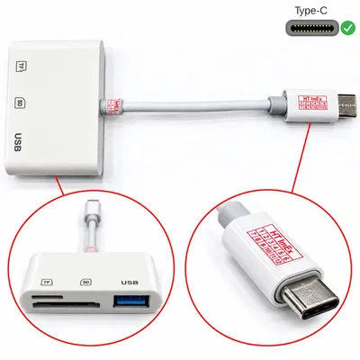Produktbild von USB-C SD card reader, Micro SD to Type-C OTG adapter for SDHC SDXC TF 5Gbps