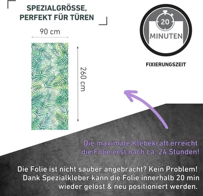 Produktbild von Venilia Klebefolie Blätter 90x260cm, repositionierbar, hitzebeständig & rückstandslos abziehbar