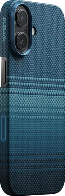 Image de Pitaka Ultra Slim Coque iPhone 17 – Compatible avec MagSafe – Bouton de contrôle de la caméra résistant aux rayures – Fabriqué à partir de fibre d'aramide de qualité aérospatiale - Bleu