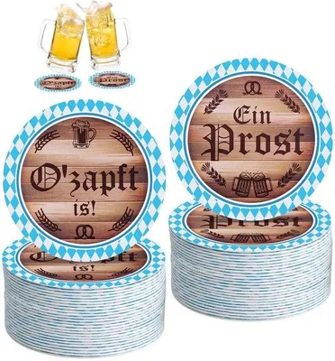 Produktbild von Oktoberfest-Feier-Set Karton 48 Onderzetters Beierses Tafeldeko
