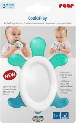 Zdjęcie produktu dla Reer chłodzący gryzak Cool & Play z grzechotką, gryzak żółwik, pomoc w ząbkowaniu, pomoc w ząbkowaniu, 79203
