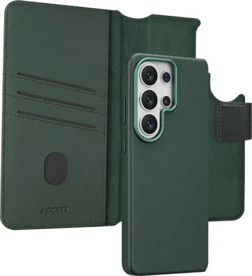 Zdjęcie produktu dla Accezz Leather Bookcase 2 w 1 z MagSafe dla Samsung Galaxy S26 Ultra – Cedar Green