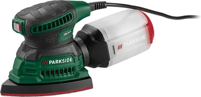 A Parkside multi-sander with a dust collection box is shown against a white background.