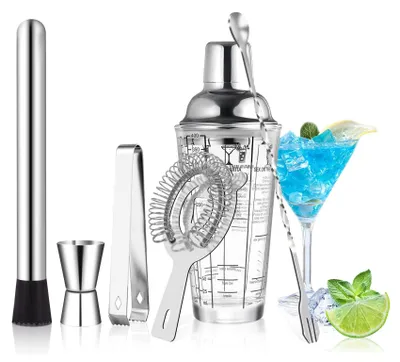 Immagine prodotto di Solidchoice - Set di 6 accessori per cocktail, completo di pestello e colino
