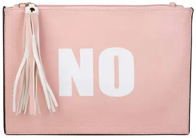 Immagine prodotto di Pochette styleBREAKER con stampa "Sì" e "No", pendenti a forma di frange sulla cerniera, tracolla e cinghia da portare a tracolla, da donna, modello 02012078