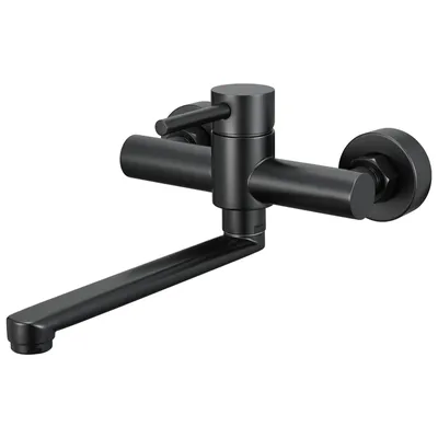 Produktbild von CECIPA Wasserhahn Wandmontage,360° Drehbare Edelstahl Wasserhahn Küche Wandarmatur,Kalt und Heiß Einhebelmischer Küchenarmatur,Schwenkarm 28cm,Schwarz
