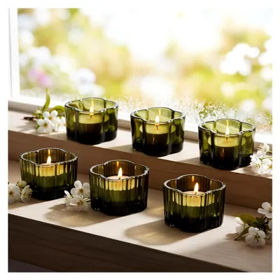 Produktbild von 6er Set Teelichthalter Blume Grün