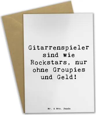Produktbild von Mr. & Mrs. Panda Klappkarte Spruch Gitarre Helden - Weiß - Geschenk, Liebe, Melodie, Glückwunschkarte, einladungskarten, Lernen, Abenteuer, hochzeitskarten, Instrument