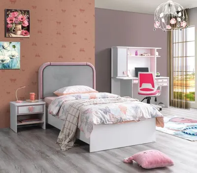 Produktbild von Weiß Kinderzimmer Set Kinderbett Nachttisch Schreibtisch -Qualität Modern