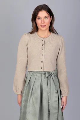 Produktbild von Strickjacke Isa Größe 34 im Trachtenstil mit Ballonärmeln und Trachtenknöpfen