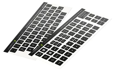 Imagen del producto de Juego de pegatinas para teclados de PC y portátiles, color negro, que incluye teclas adicionales