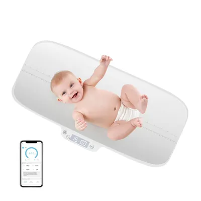 Produktbild von GOPLUS Digitale Babywaage, Smarte Babywaage mit Bluetooth & App, Halte- und Tarafunktionen, LED-Anzeige, Maximalgewicht 30 kg, weiß