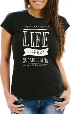 Produktbild von Damen T-Shirt Life is no sugarlicking Sprüche Spruch Slim Fit Moonworks®