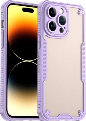 Image de Coque de protection pour iPhone 14 Pro Max, dos mat translucide, étui TPU violet