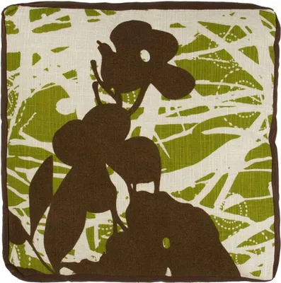 Image de Coussin en coton motifs bambous vert 40x40x6