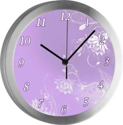Produktbild von Funkuhr, Kinder Wanduhr, Kinderuhr, Kinderzimmer Blumenranke lila