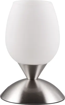 Obrázok produktu pre Stolná lampa - V 18 cm - farba matný nikel - biela - kov - sklo - dotykový senzor