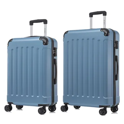 Produktbild von yonsly Premium Reisekoffer TSA-Schloss,YKK-Reißverschluss Hartschalen-Koffer Kabinenkoffer Rollkoffer Suitcase Handgepäck (Grau Blau, L-XL-Set)