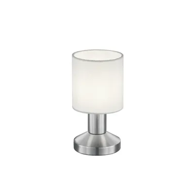 Zdjęcie produktu dla Lampa stołowa GARDA srebrno-biała 1xE14x25W tkanina wym:18x9,5x9,5cm IP20 Trio