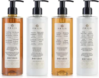 Produktbild von PRIJA Kosmetikset: Duschgel, Haarspülung, Haarshampoo, Körpercreme 4x380ml