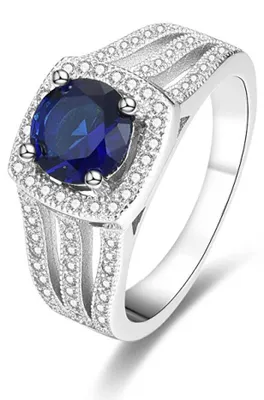 Produktbild von Silver ring with blue crystal AGG326 - Circuit: 50 mm