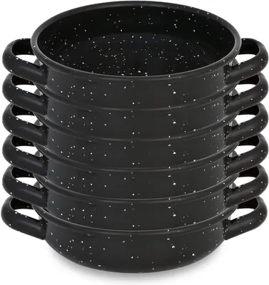 Paella-Pfanne emailliert, Antihaft, 6er Set, 16 cm, schwarz