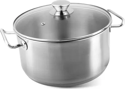 Image de Faitout MagicHome Chloe, 26 cm, 6,6 L, avec couvercle en verre, acier inoxydable