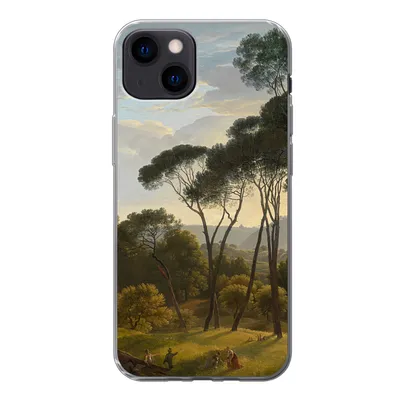 Produktbild von MuchoWow® Handyhülle Schutzhülle Hülle für iPhone 13 Italienische Landschaft mit Zirbelkiefer - Gemälde von Hendrik Voogd Silikon Softcase Handy Hülle - Karteninhaber