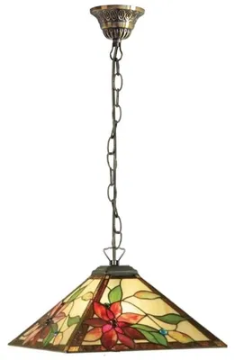 Zdjęcie produktu dla Casa Padrino Luksusowa lampa wisząca Tiffany Multicoloured 43 x 43 x H. 75 cm - Lampa wisząca Tiffany w stylu Art Deco - Lampa wisząca do salonu - Dekoracyjna lampa wisząca - Lampy w stylu Art Deco - Luksusowe lampy Tiffany