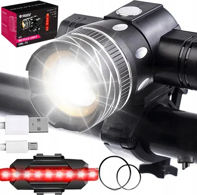 Zdjęcie produktu dla Lampka Rowerowa Czarna Cbl-15 + Lampka Tylna