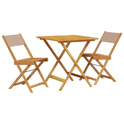 Produktbild von vidaXL 3-tlg. Bistro-Set Taupe Stoff und Massivholz