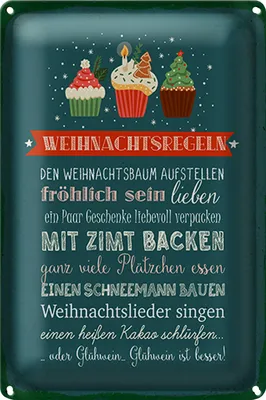 Produktbild von Blechschild Spruch 18x12cm Weihnachtsregeln