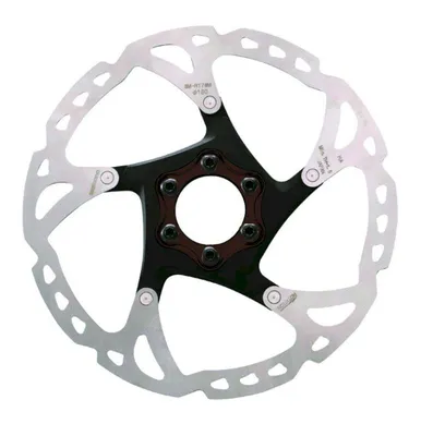 A bicycle brake rotor on a white background.