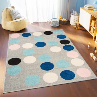 Image de Tapis LAZUR Moderne Gris Crème Noir Rose Chambre Jeunes ÖKOTEX 120 x 170 cm