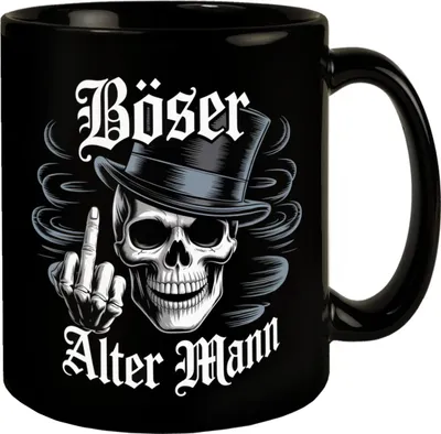 Produktbild von Totenkopf mit Mittelfinger Tasse - Böser alter Mann
