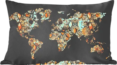 Produktbild von MuchoWow® Zierkissen Sofakissen Wohnzimmer Dekokissen 60x40 cm Karte - Luxus - Schlange - Kopfkissen - Polster mit Foto