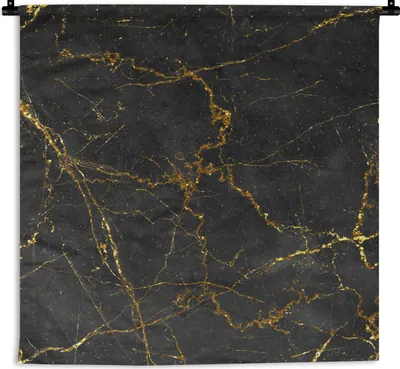 Produktbild von MuchoWow® Wandteppich Wandbehang Marmor - Gold - Schwarz 60x60 cm Tapisserie Dekoration Wandtuch - Dekorationen - Wand Decke