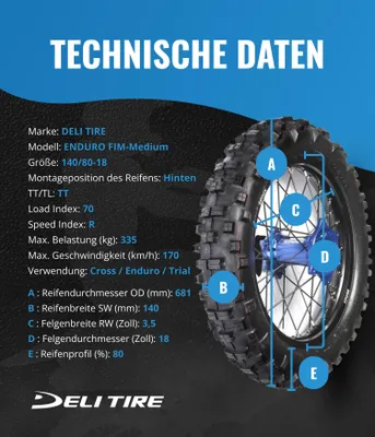 Produktbild von Opona DELI SB-121 140/80-18 TT MEDIUM
