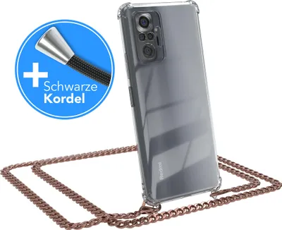 Produktbild von EAZY CASE Metall Handykette für Xiaomi Redmi Note 10 Pro, Handyhülle mit Umhängeband, Silikonhülle, Metallkette für Smartphone in Rosa