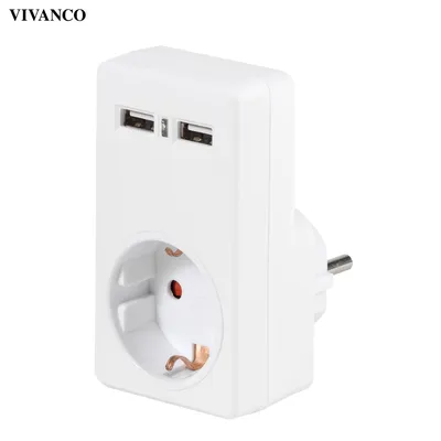 Obrázok produktu pre ViVanco™A 1W2USB, Typ C (Európska koncovka), Typ C (Európska koncovka), 230 V, 50 Hz, 16 A, Biela
