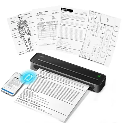 Productafbeelding van Thermische printer - A4 - Draagbaar - Zonder inkt - Zwart