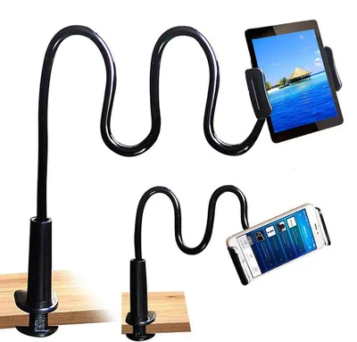 Produktbild von Tablet-Ständer mit Schwanenhals aus Aluminium, flexibler Handy-Halterungsclip für 3,5-10,5 Zoll Geräte, verstellbarer Schreibtisch-Halter für iPad, iPhone, Nintendo Switch