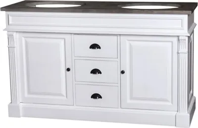 Produktbild von Casa Padrino Landhaus Stil Waschschrank Waschtisch inkl 2 Waschbecken mit Schubladen und Schranktüren Nizza - Bad Schrank Massivholz
