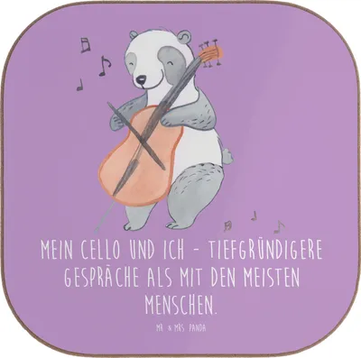 Produktbild von Mr. & Mrs. Panda Tischschoner Violoncello Gespräche - Lavendeltraum - Geschenk, Musik, Freund, Musiker, Cellist, Coaster, Instrument, Tischuntersetzer, Lernen